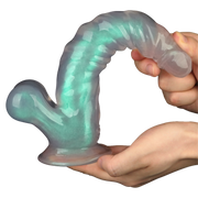 LoveToy - Opal Pearl Sheen - Geribbelde Dildo met Scrotum - 25 cm – Groen-Erotiekvoordeel.nl