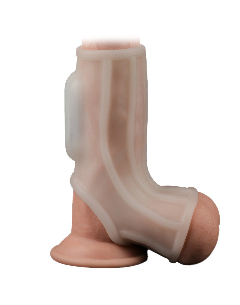 LoveToy - Vibrerende Rekbare Penis Sleeve - Ridge Knights - Wit-Erotiekvoordeel.nl