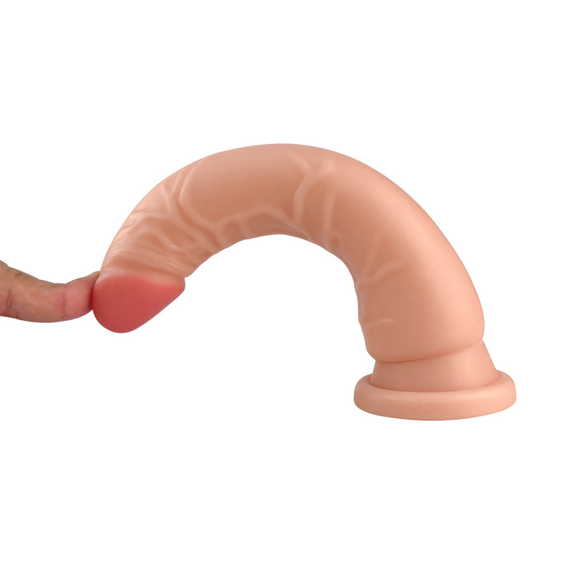 Lance's - PVC Dildo met Zuignap - M - 22,1 cm - Lichte Huidskleur