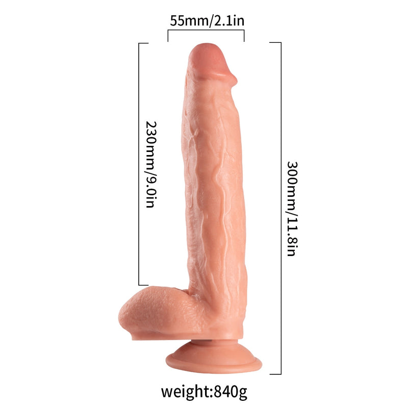 Lance's - PVC Dildo met Zuignap - 30,5 cm - Lichte Huidskleur