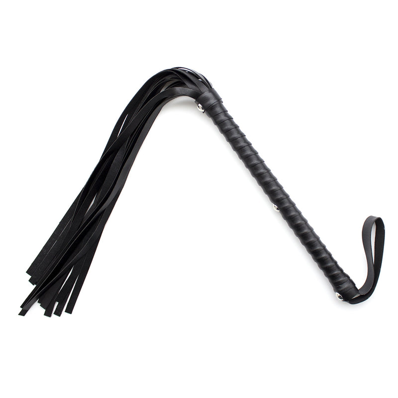 Smart Moves - Flogger met Extra Lang Handvat - PU Leer - 59 cm - Zwart-Erotiekvoordeel.nl