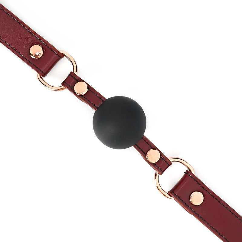 Liebe Seele - Wine Red - Leren Ball Gag Met Siliconen bal - exclusief En Luxe ontwerp - wijnrood-Erotiekvoordeel.nl