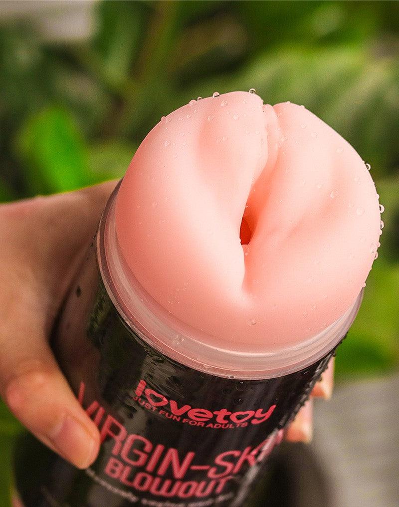 LoveToy - Virgin-Skin Blowout - Dubbelzijdige Stroker Masturbator - Vagina en Ass - Lichte Huidskleur-Erotiekvoordeel.nl