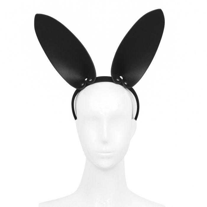 Kiotos - Hoofdband Met Zwart Leren Konijnen - Bunny Oortjes-Erotiekvoordeel.nl