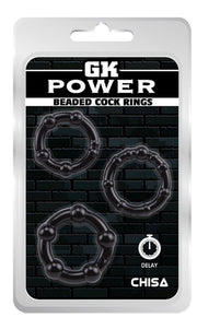 Chisa - GK Power Beaded Cockringen Set - 3 stuks - Zwart-Erotiekvoordeel.nl