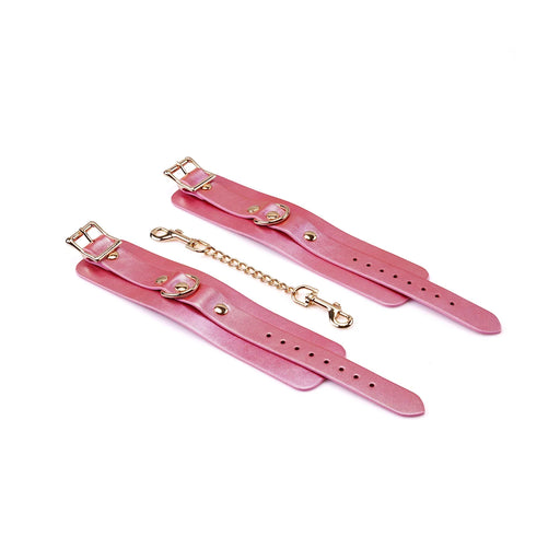 Liebe Seele - Lustre Rosa - Lederen Polsboeien - Parelmoer Roze-Erotiekvoordeel.nl