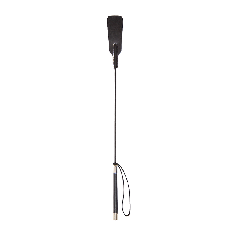 Smart Moves - Lederen Paardrijzweepje - Dubbele Flap - 64 cm - Zwart-Erotiekvoordeel.nl