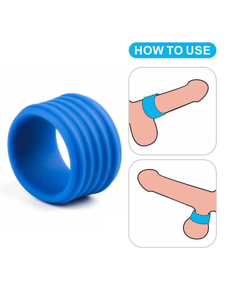 LoveToy - Pinnacle Pro - Deep Rib Grip Cockring - Blauw-Erotiekvoordeel.nl