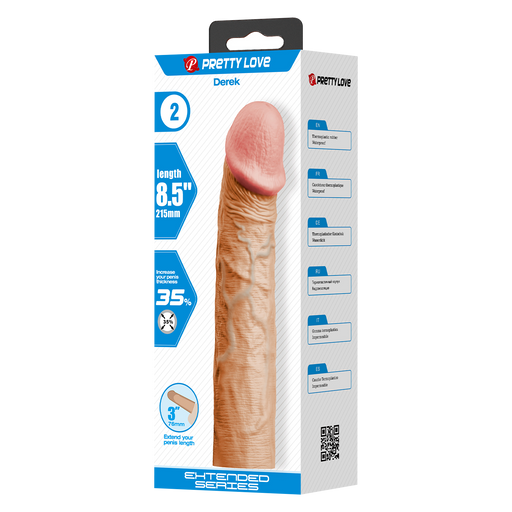 Pretty Love - Derek - Realistische Penis Sleeve - 215mm - Lichte Huidskleur-Erotiekvoordeel.nl