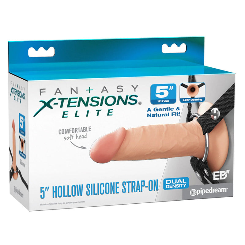 Pipedream - Fantasy X-Tensions - Strap-on met Holle Dildo - 14 cm - Lichte Huidskleur-Erotiekvoordeel.nl
