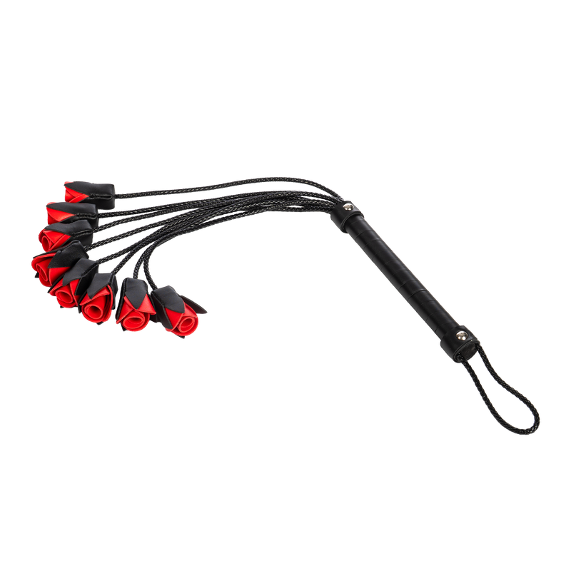 Rimba - BDSM Flogger met Rozen - Zwart/Rood-Erotiekvoordeel.nl