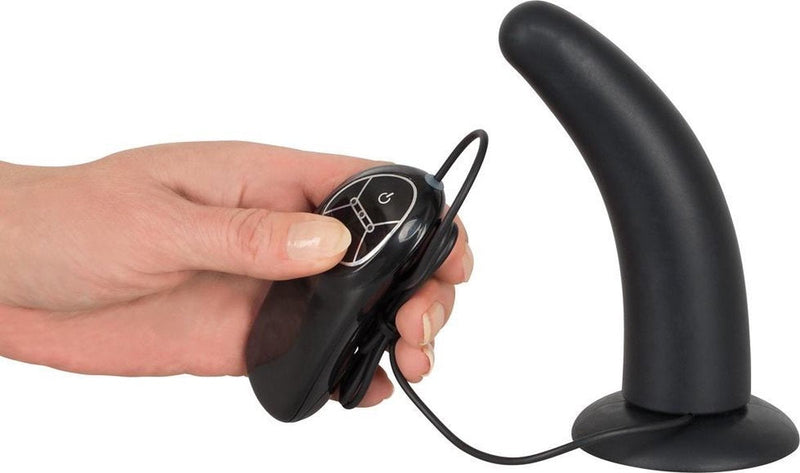 You2Toys – Siliconen Anale Vibrator met Kromming – Geschikt voor Voorbind Harnas – Zwart-Erotiekvoordeel.nl