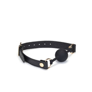 Liebe Seele - Dark Secret - Exclusieve Siliconen Ball Gag Met Lederen Riempjes - Zwart/Goud-Erotiekvoordeel.nl