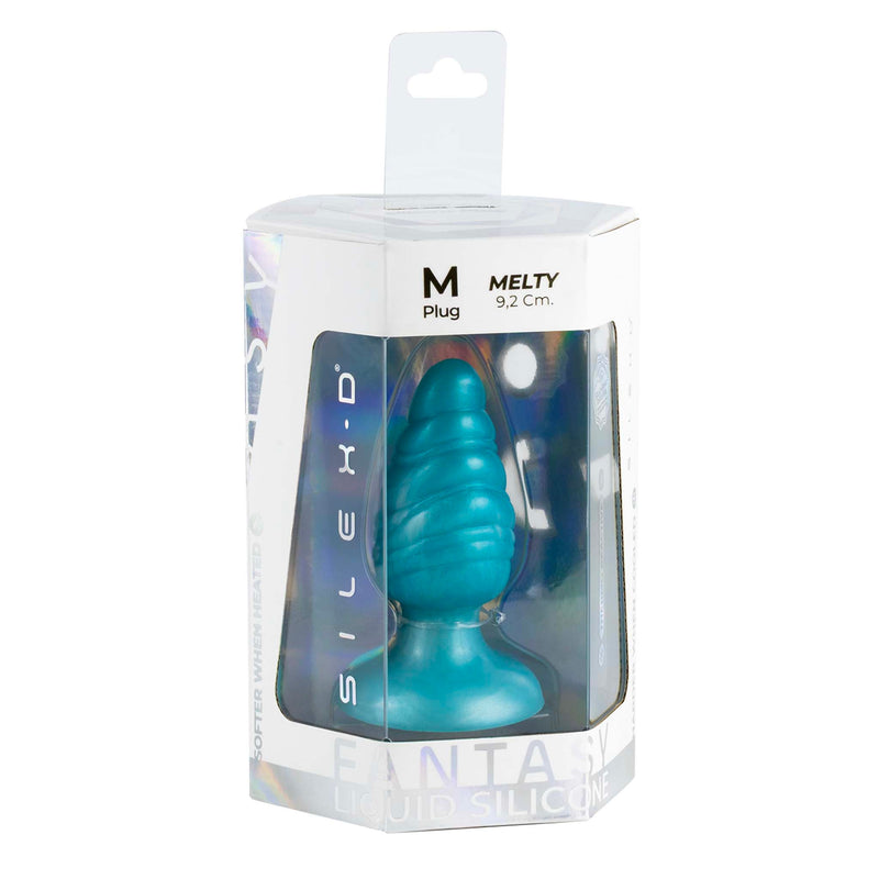 SILEXD - Melty - Thermoreactieve Siliconen Buttplug - 9.2 cm x 3.6 cm - Turquoise-Erotiekvoordeel.nl