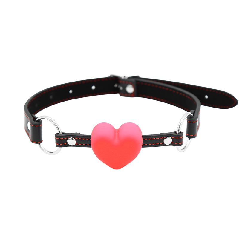 Smart Moves - Ball Gag Hartje - Rood/Zwart-Erotiekvoordeel.nl