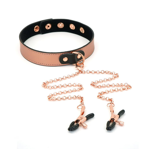 Liebe Seele - Rose Gold Memory - Exclusieve Smalle collar Met Tepelklemmen - Rosé Goud-Erotiekvoordeel.nl