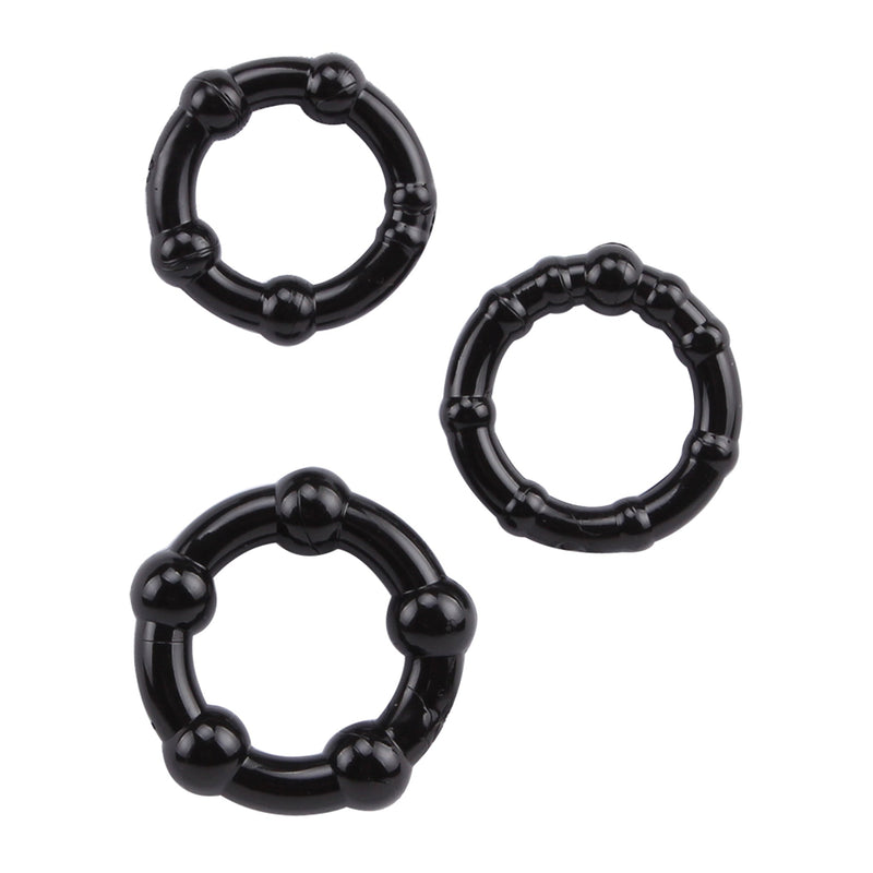 Chisa - GK Power Beaded Cockringen Set - 3 stuks - Zwart-Erotiekvoordeel.nl