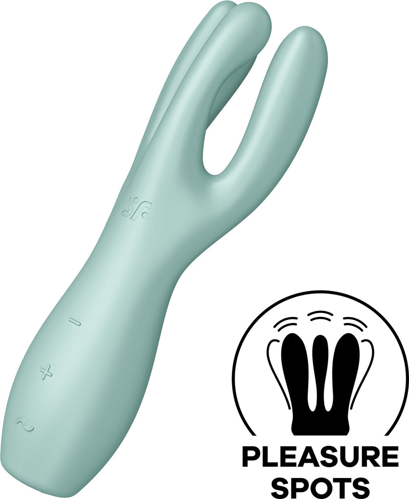 Satisfyer - Threesome 3 - Multifunctionele Vibrator Met 3 Voelsprieten - Groen-Erotiekvoordeel.nl