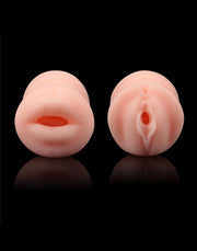LoveToy - Virgin-Skin Blowout - Dubbelzijdige Stroker Masturbator - Vagina en Mond - Lichte Huidskleur-Erotiekvoordeel.nl