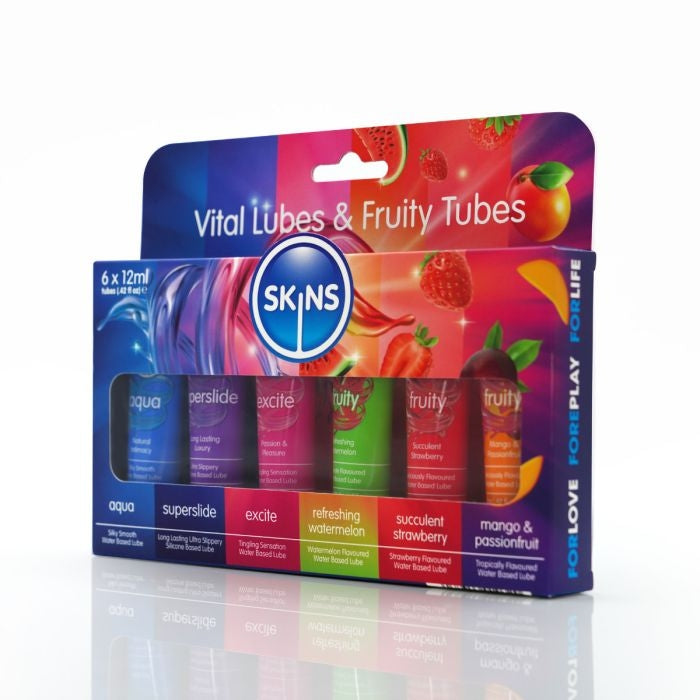 Skins - Sampler Pack Glijmiddelen - Vital & Fruity - 6 x 12 ml-Erotiekvoordeel.nl