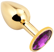 PLGZ - Rosebud Metalen Buttplug - Goud - Paarse Siersteen - Maat L-Erotiekvoordeel.nl