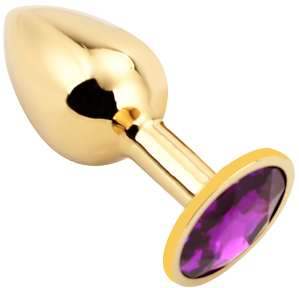 PLGZ - Rosebud Metalen Buttplug - Goud - Paarse Siersteen - Maat L-Erotiekvoordeel.nl