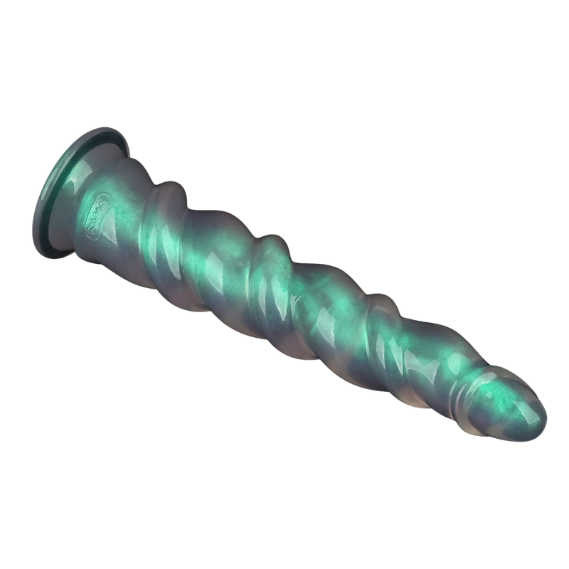 LoveToy - Opal Pearl Sheen - Grote Geribbelde Dildo - 30 cm – Groen-Erotiekvoordeel.nl