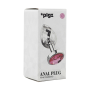 PLGZ - Diamond Facets Anaal Plug - Zilver met Roze Siersteen-Erotiekvoordeel.nl