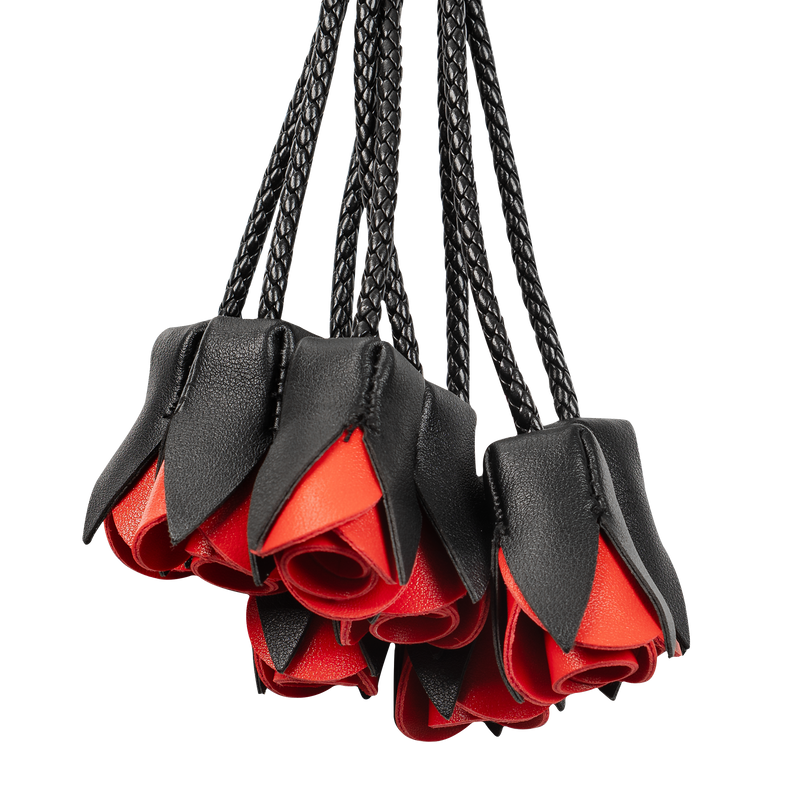 Rimba - BDSM Flogger met Rozen - Zwart/Rood-Erotiekvoordeel.nl
