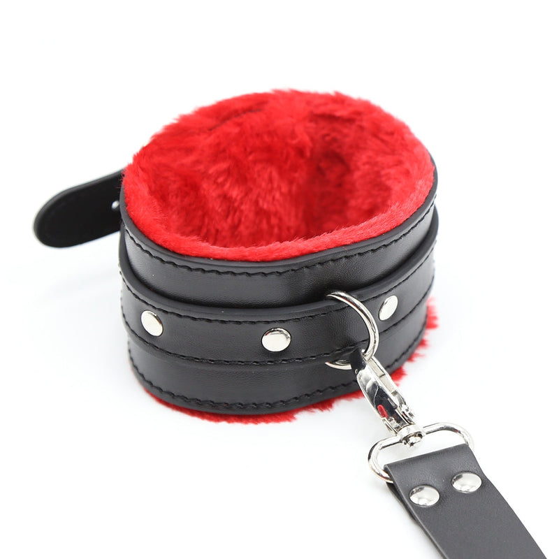 Fixxx - Hogtie Bondageset met Pluche Gevoerde Boeien - Zwart/Rood-Erotiekvoordeel.nl