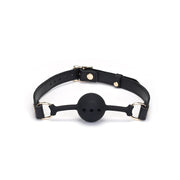 Liebe Seele - Demon's Kiss Leren Ball Gag - Luxe En exclusief ontwerp - Zwart/Goud-Erotiekvoordeel.nl