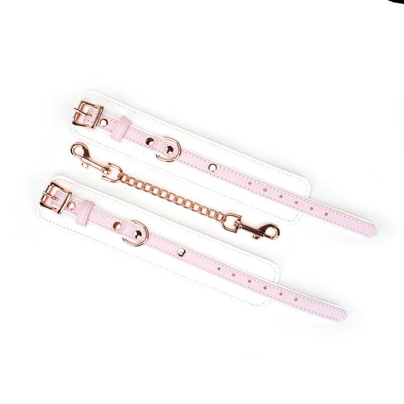 Liebe Seele - Fairy - Leren Polsboeien - Rosé-Gouden Gespen - Roze/Wit-Erotiekvoordeel.nl
