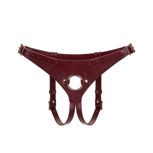 Liebe Seele - Wine Red Exclusief Leren Strap-On Harnas-Erotiekvoordeel.nl