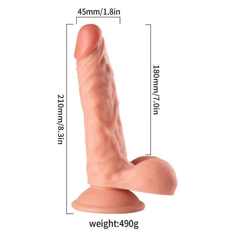 Lance's - PVC Dildo met Zuignap - 20,3 cm - Lichte Huidskleur