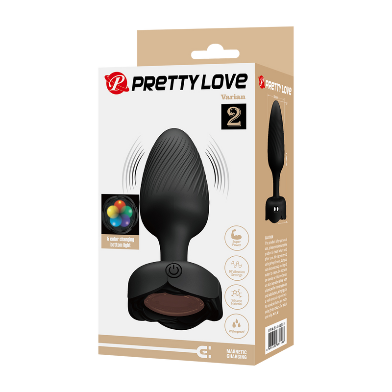 Pretty Love - Varian - Kleurveranderende lichtgevende vibrerende buttplug - Zwart-Erotiekvoordeel.nl