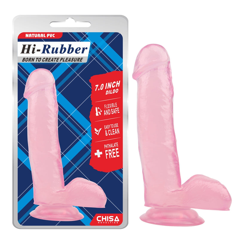 Chisa - Hi-Rubber - Dildo met Zuignap - 17,5 cm - Roze-Erotiekvoordeel.nl