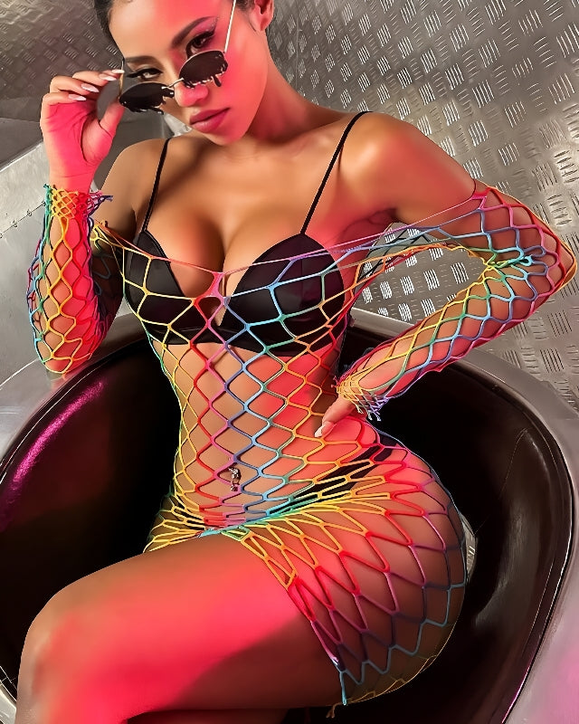 Snapshot - #sohot - Visnet Jurk met Extra Gote Gaten - One Size - Rainbow-Erotiekvoordeel.nl