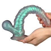 LoveToy - Opal Pearl Sheen - Geribbelde Dildo met Scrotum - 27,5 cm – Groen-Erotiekvoordeel.nl