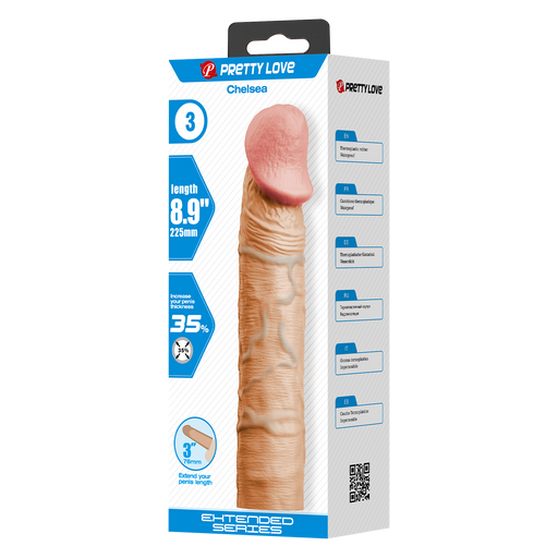 Pretty Love - Chelsey - Realistische Penis Sleeve - 225mm - Lichte Huidskleur-Erotiekvoordeel.nl