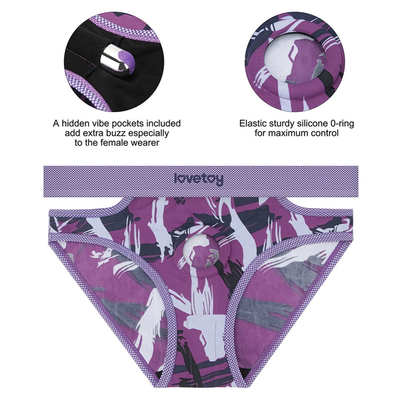 LoveToy - Ingen - Violet Strap-on Slipje - Maat M/L - Paars-Erotiekvoordeel.nl