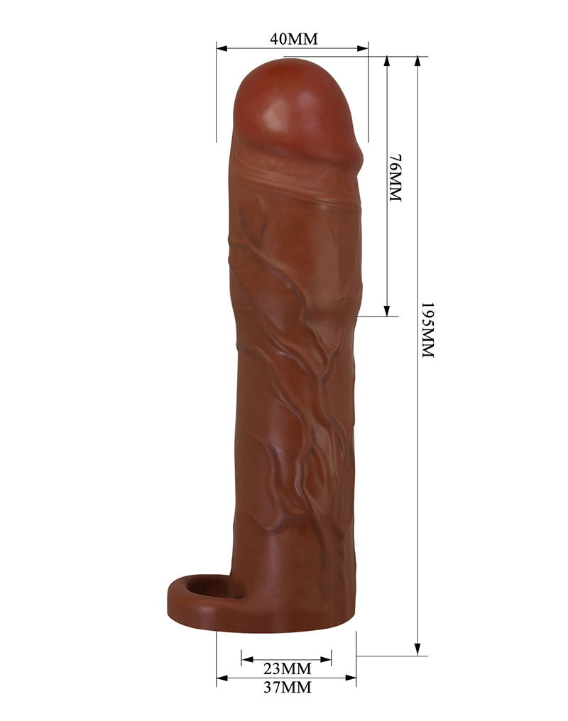 Pretty Love - Gerd - Cockring met verlengde Penis Sleeve - 75mm - Bruin-Erotiekvoordeel.nl