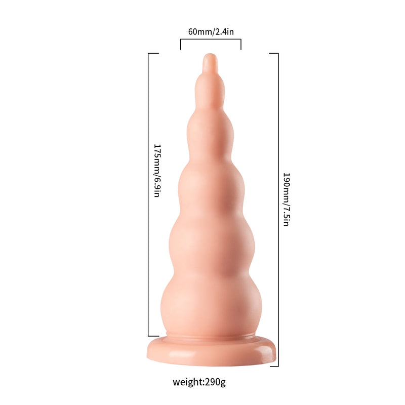 Lance's - PVC Ribbel Dildo met Zuignap - 22,9 cm - Lichte Huidskleur
