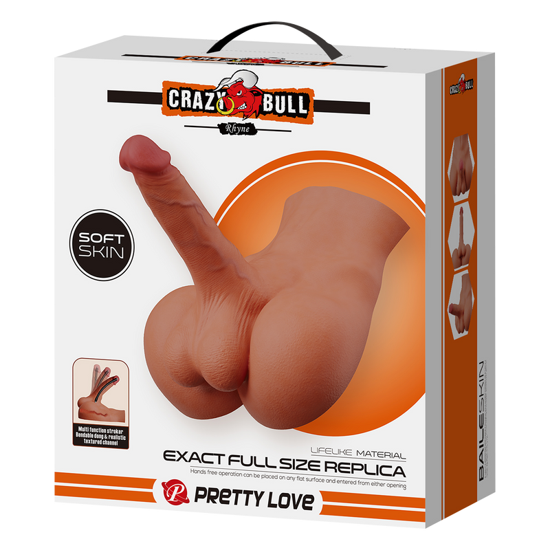 Crazy Bull - Rhyne - Masturbator met Buigzame Dildo - Lichte Huidskleur-Erotiekvoordeel.nl