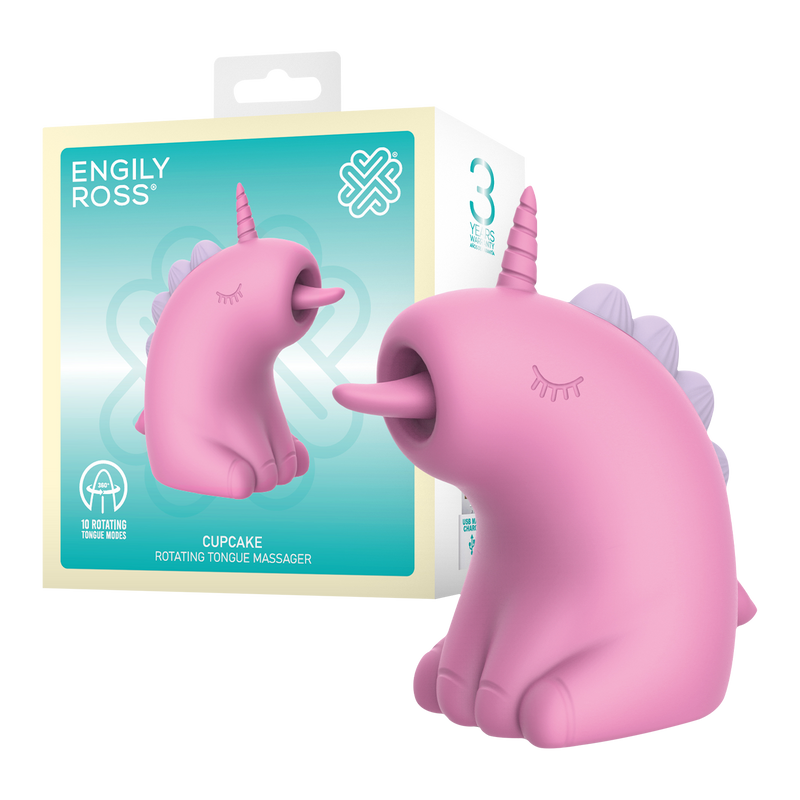 ER - Cupcake Unicorn - Clitoris Vibrator met 360° Roterende Tong - Roze-Erotiekvoordeel.nl