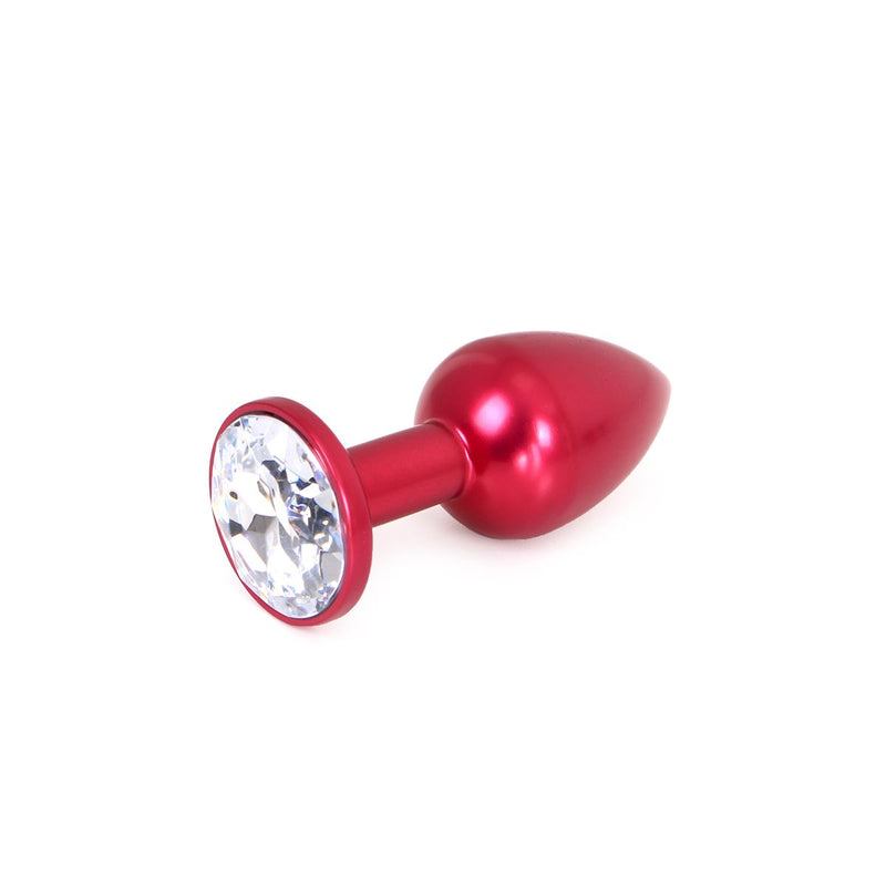 Kiotos - Rode Aluminium Buttplug Met Wit Sierkristal-Erotiekvoordeel.nl
