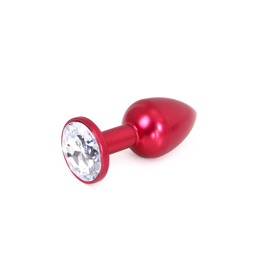 Kiotos - Rode Aluminium Buttplug Met Wit Sierkristal-Erotiekvoordeel.nl