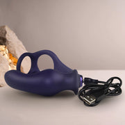 Rocks-off - Nova Zenturian - Prostaatplug met penis- en testikelringen - Blauw-Erotiekvoordeel.nl