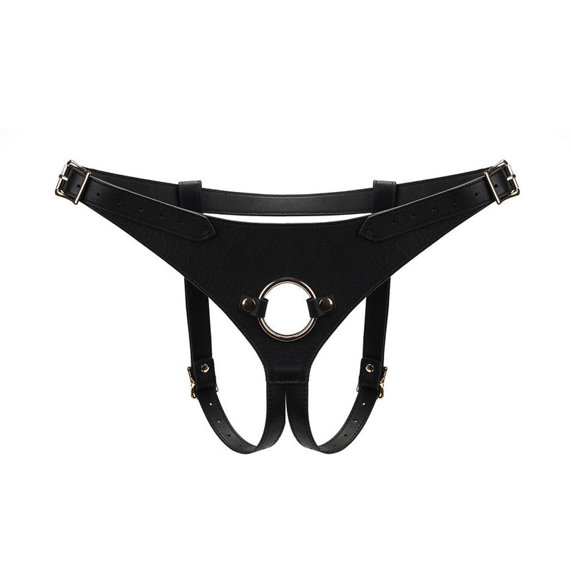 Liebe Seele - Dark Secret exclusief Leren Strap-On Harnas - handgemaakt In Japan - Zwart-Erotiekvoordeel.nl