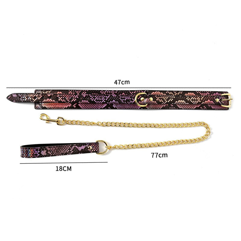Kiotos - Collar En Leiband - Reptielenprint - Goud/Roze - veganistisch vriendelijk-Erotiekvoordeel.nl