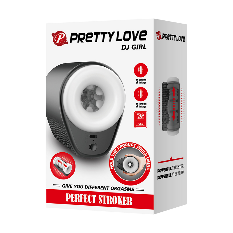 Pretty Love - DJ Girl - Thrusting Perfect Stroker - Stotende Masturbator - Zwart/Wit-Erotiekvoordeel.nl